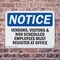 Signmission Vendors Visitors Must Register At Office OSHA Notice Sign, Aluminum, 14in W x 10in L, 2PK OS-2PACK-NS-A-1014-L-16810 - alternate 3